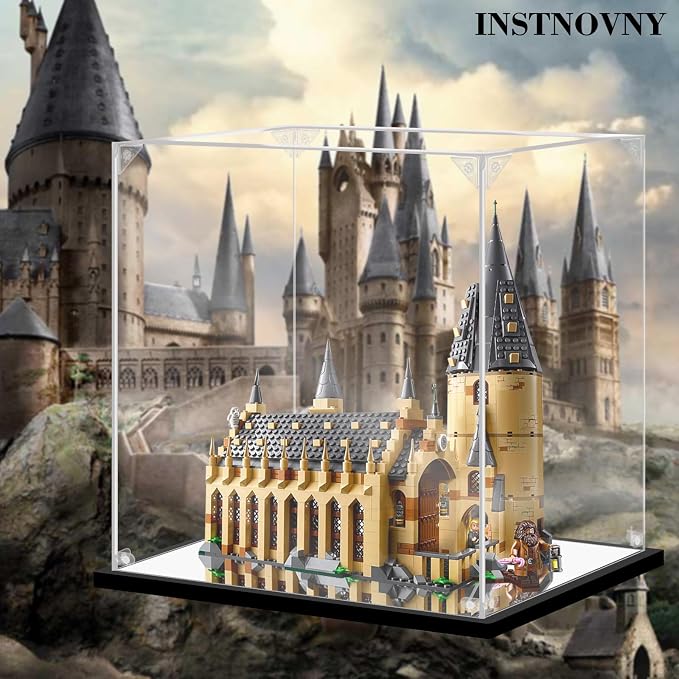 Acrylic Display Case for Collectibles Assemble Display Box for Lego 75954 Castle Building Set Clear Acrylic Case for Display Toys Action Figures(Black,13.8*9.8*15.7 inch)
