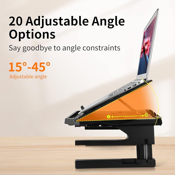 Laptop Stand for Desk, Phone Stand, Extended Laptops Riser, Elevator, 3 Height Adjustable, Rotatable Base, 10-17 Inches