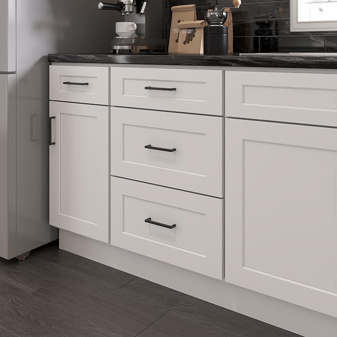 Furinno Shaker Drawer Base Kitchen Cabinet with 3-Drawers, Ready to Assemble, 24 D x 21 W x 34.5 H, White