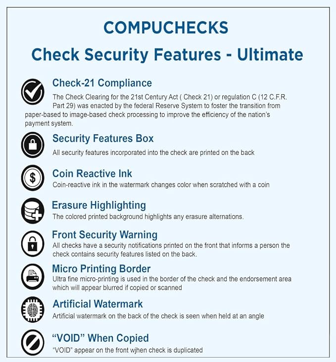 Compuchecks Check on Top Blank Check Paper - 2500 Pack, Quick-Books & Laser Printer Compatible - Security Business Checks with Voucher - 8.5" x 11" Burgundy Pinstripe