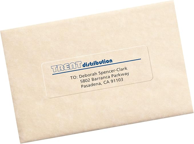 Avery Printable Address Labels with Sure Feed, Matte Clear, 1-1/3" x 4", 350 Mailing Labels (08662)