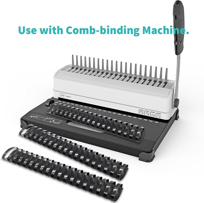 Binditek Plastic Binding Comb Spines, 1-1/2 Inch, 19 Ring, Black, 12 Pack | Plastic Binding Combs, 1-1/2 Inch Diameter, 310 Sheet Capacity, for Letter Size, for Students and Coworkers