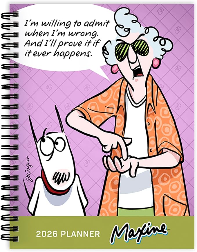 TF Publishing 2026 Maxine Medium Weekly Monthly Planner with 12-Month Calendar Grid, Goals and Task Trackers - Weekly Schedule Planner w/Priority List Section and Stickers - 6.5in x 8in