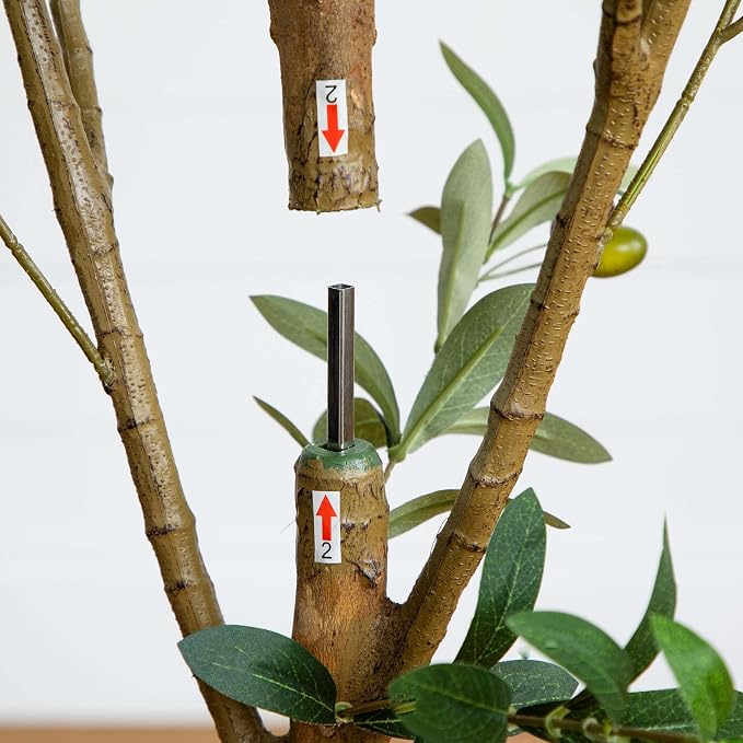 Nearly Natural 8 ft Artificial Olive Tree with Natural Trunk Floor Plant | Lifelike Fruits with Textured Trunks, Durable Nursery Pot Included, Perfect Focal Point for Living Room Decor