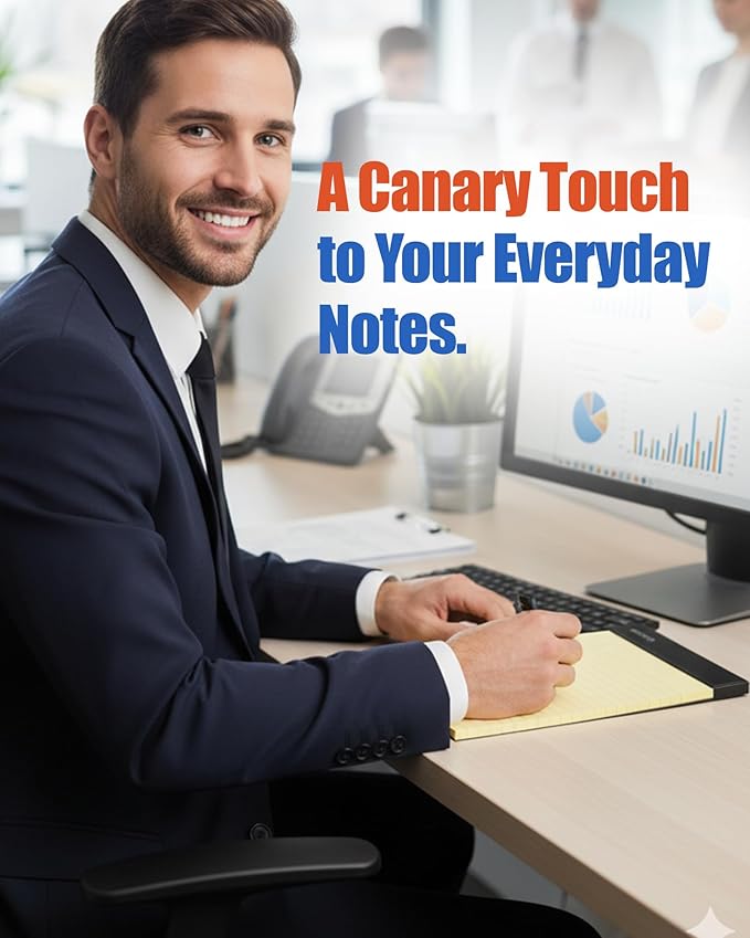 Mintra Office Legal Pads - ((BASIC CANARY 6pk, 8.5in x 11in, WIDE RULED))