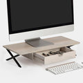 Anji Mountain Monitor Stand - Desktop Organizer & Laptop Riser, Ergonomic Monitor Riser, Space-Saving Monitor Stand for Desk, Durable Construction, Easy Assembly, Ideal for Home & Office,White Wash