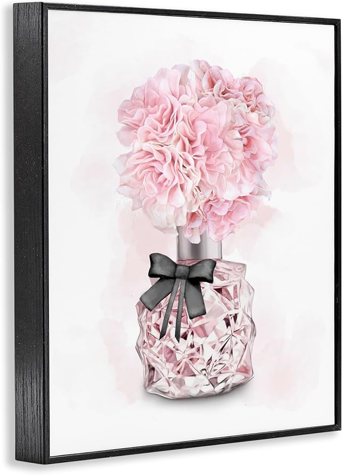 'Pink Flower Perfume Bouquet'| Framed Giclee Art | Stupell Industries | Black, 16 x 20 Inches, Easy to Hang and Sturdy, Made in USA, by Ziwei Li