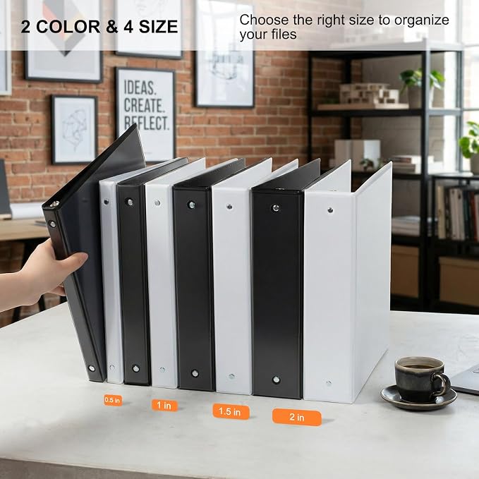 Customizable Round Ring Binder, 1 Inch 3 Ring Binder, Minimalist PVC-Free Binder with Clear View Cover, Lay-Flat Design for Everyday Document Organization at Home, School & Office
