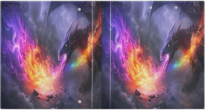 Custom 3 Ring Binder Dragon Spitting Fire 1.5" Round Ring Binders Personalized Name View Binder with 200 Sheet for Women Men Office Kids School Supplies, 1 Pack