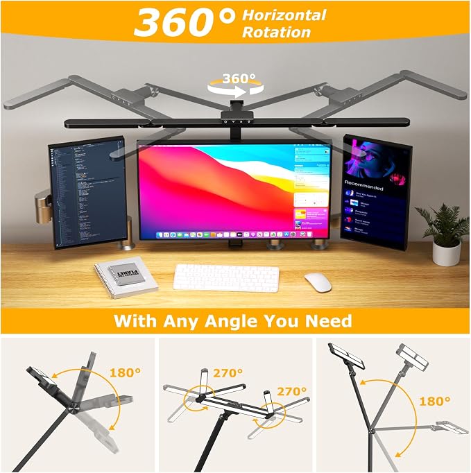Airlonv LED Desk Lamp with Clamp, Architect Desk Lamp for Home Office with Remote, 24W Ultra-Bright Desk Light with Stepless Dimming and Stepless Color Temp, Memory Function for Study and Workbench