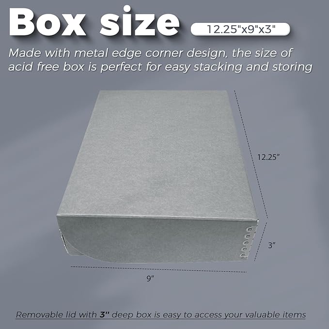 Lineco, 9x12 Clamshell Archival Folio Storage Box, 3" Deep, Acid-Free with Metal Edge Preservation Box. Preserves Picture Magazines Longevity, Organize Photos or Documents, Artwork, DIY