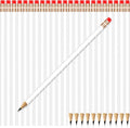 Outus 24 Pieces Round Pencils Cute HB Graphite Wood Pencils Bulk with Eraser for School Writing Drawing Sketching Wedding Office Supplies(White)