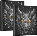 JIPONI 3 Ring Binder Dragon Head Silver 1 Inch Round Binders for Men Women Students, Cute File Organizer for Office Home School