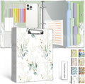 3 Ring 1 Inch Binder Organizer, KLLVE Three Ring Binders with Clipboard, 5 Pocket Divider with tabs, Folder, 18 Divider Stikers, Pen Loop (Leaves, Letter Size)