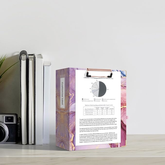 Ospelelf Mini 3 Ring Binder, 2 Inch, Cute Pink Marble Binder for 5.5" x 8.5" with 5 Tab Dividers, File Folder Labels and Low Profile Clipboards