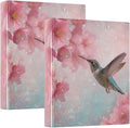 Cherry Blossom and Hummingbird Binder 3 Ring 1.5 Inch Binder with Clipboard&Pockets, Hardcover Binders Heavy Duty Large File Folder for Office School Supplies - Holds 200 Sheets, 2 PC