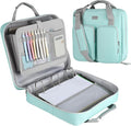 3 Inch Zipper Binder 3 Ring with Shoulder Strap & Multi-Pocket | Binder with Zipper Holds Up to 700 Sheets for Office School, Compatible with 13” MacBook Laptop ipad, Light Blue