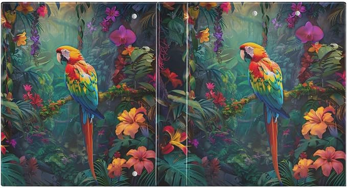 JIPONI 3 Ring Binder Parrot Macaw Tropical 1 Inch Round Binders for Men Women Students, Cute File Organizer for Office Home School