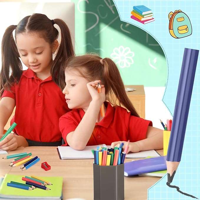 Spakon 96 Pcs Triangle Short Fat Pencils for Kid Bulk Back to School Gift