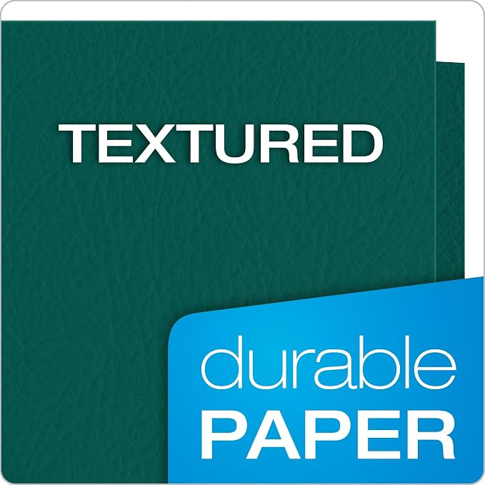 Oxford Twin-Pocket Folders, Textured Paper, Letter Size, Teal, Holds 100 Sheets, Box of 25 (57555)