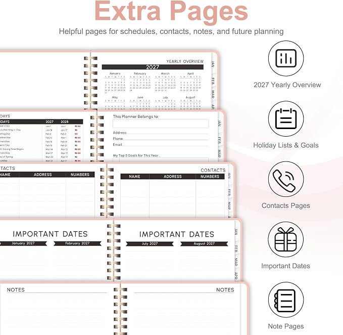2027 Planner, Weekly and Monthly Calendar Planner Book, A5(6.3'' x 8.5'')
