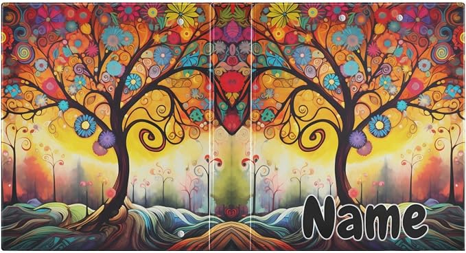 Custom 3 Ring Binder Abstract Tree 1.5" Round Ring Binders Personalized Name View Binder with 200 Sheet for Kids School Supplies Women Men Office, 1 Pack