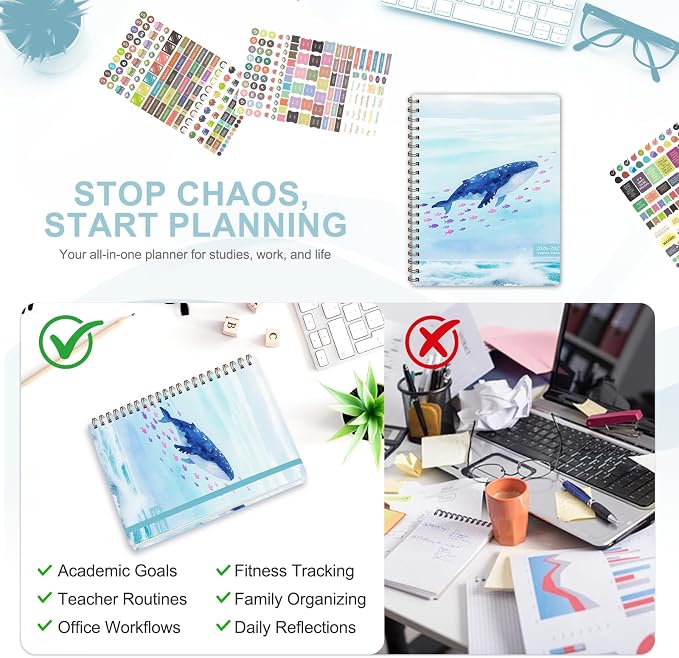 Planner 2026-2027, Weekly and Monthly Academic Year Calendar Planner, July 2026 - June 2027, Daily Agenda Book for Office School Supplies, Letter Size(8.5'' x 11'')