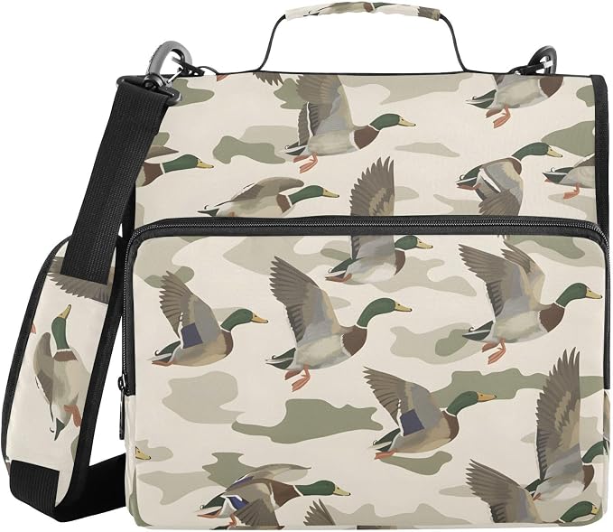 Wild Duck Background 3 Ring Binder Bag 1.5 inch Binder Organizer with Zipper Shoulder Strap 500 Sheet Documents Storage for School Office