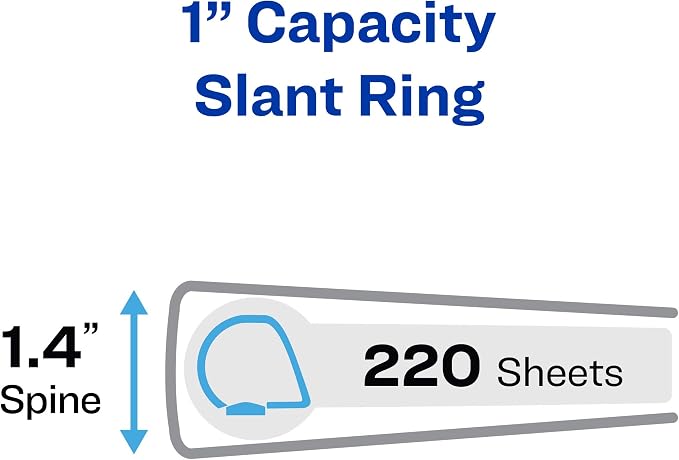 Avery Durable View 3 Ring Binders, 1" Slant Rings, 4 Blue Binders | For Daily School, Home and Office Use, DuraHinge Tear-Resistant Spine, DuraEdge Split-Resistant Edges, Clear View Overlays