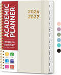 Taja Planner 2026-2027, Jul 2026-Jun 2027 Monthly & Weekly Calendar Book | 6.3" x 8.5", Hardcover Academic Calendar with Tabs, Teacher Student Agenda Book for School Office Supplies - Beige