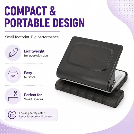 10 Hole Punch Binding Machine Kit for Planner (Black) with 10 Multi-Color Spiral Coils, Adjustable A4 A5 B5 Paper Puncher, DIY Notebook Scrapbook Maker for Home Office School Organization