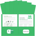 Two Pocket Folders, PANDRI 50 Pack 2 Pocket Folders, Letter Size Paper File Folder for School Office Home Business, Green