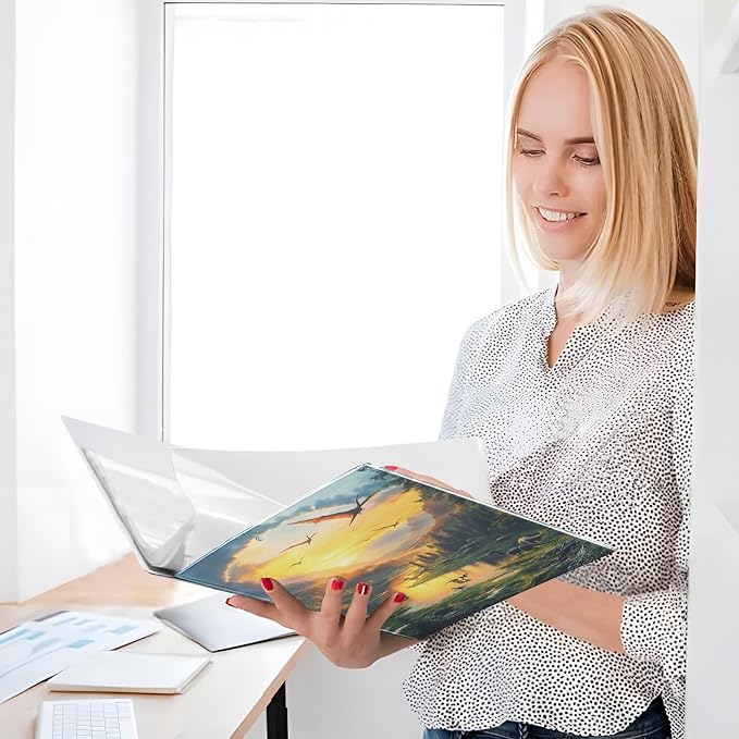 3 Ring Binder Dinosaurs Jurassic 1.5 inch Binders Three Ring Binders with Clipboard Fit 8.5'' x 11'' Paper 3 Interior PVC Clear Pockets for Office Supplies