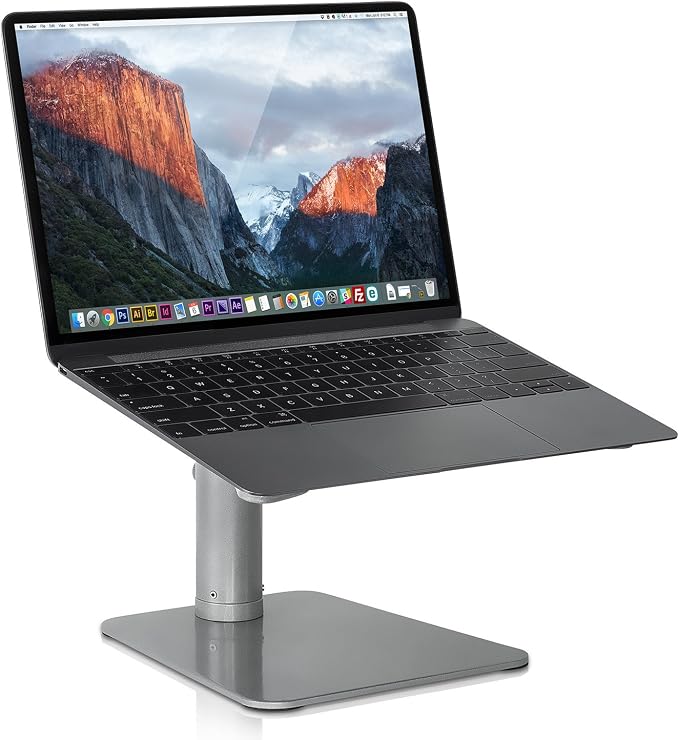 Mount-It! Adjustable Height Laptop Stand for Desk, Ergonomic Laptop Riser for 11–15 Inch Laptops, Tilted Desktop Lift with Anti-Slip Platform, Up to 33 lbs