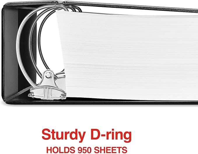Staples 5" 3-Ring View Binder, D-Ring, Black (55441/26359)