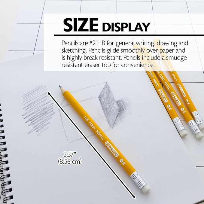 BAZIC PRODUCTS The First Jumbo #2 Yellow Pencils, Eraser, 4 Count, 2-Pack