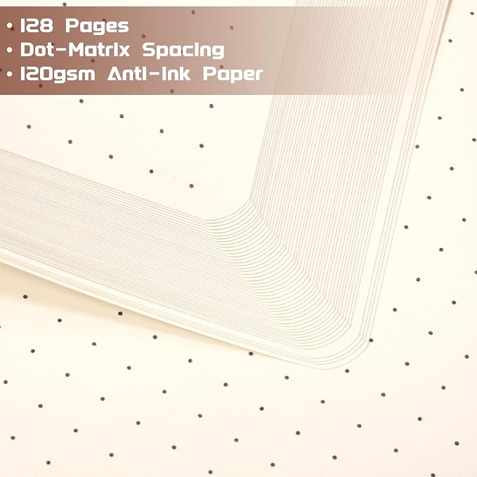 Dotted Journal/Notebook - Dot Grid Hard Cover Notebook, 5.3'' x 8.26''