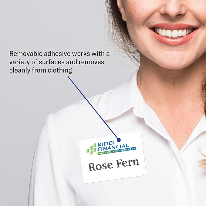 Avery® Flexible Printable Name Tag Stickers, 2-1/3" x 3-3/8", Matte White, Removable Adhesive, Laser & Inkjet Compatible, 80 Name Badges Total, Great for Networking, Events, and More (25395)