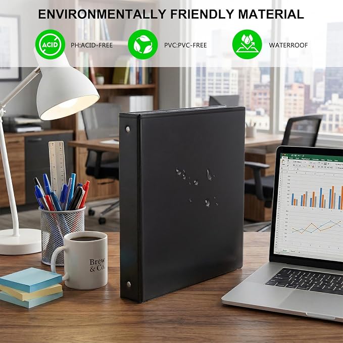 Customizable Round Ring Binder, 1.5 Inch 3 Ring Binder, Minimalist PVC-Free Binder with Clear View Cover, Lay-Flat Design for Structured Document Organization at Home, School & Office