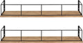 Kate and Laurel Benbrook 24 inch 2-Pack Wood and Metal Floating Wall Shelves, Rustic Brown and Black