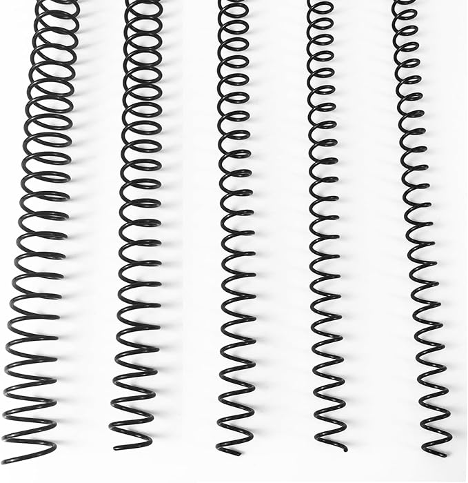 Binditek Plastic Spiral Binding Coils, Multi Size 3:1 Pitch, Black 60 Pack | Multi Size (8mm, 10mm, 11mm, 14mm, 16mm), 36 Loops, for Letter-Size School and Office Projects