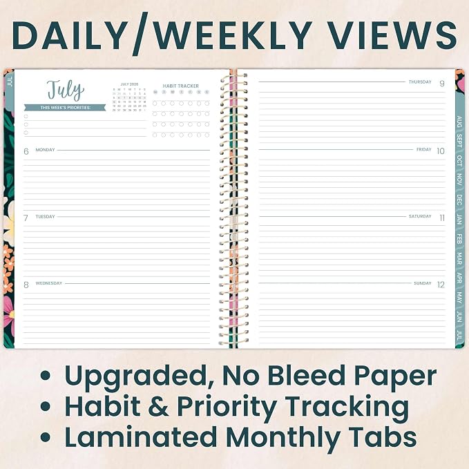 bloom daily planners 2026-2027 Planner (8.5” x 11") 13 Month Academic Organizer (July 2026 - July 2027) - Weekly & Monthly Agenda Book with Stickers & Tabs - Blooming Wildly