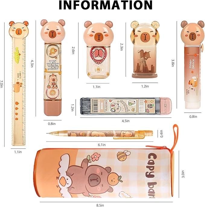 Cute Capybara Stationery Set, Kawaii School Supplies Gift for Students