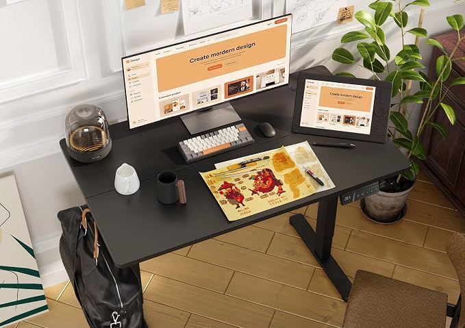 Claiks Electric Height Adjustable Standing Desk, 32x19 Inch, Black | Smooth Height Adjustment, 3 Memory Presets, Cable management hub & hook, Stable Steel Frame, 156 lbs Capacity, Easy Assembly