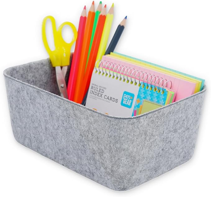 Office Felt Deep Storage Bin Desk Drawer Organizer Caddy Gray | Sustainable material soft yet sturdy,multi-purpose storage, sleek minimalist lifestyle