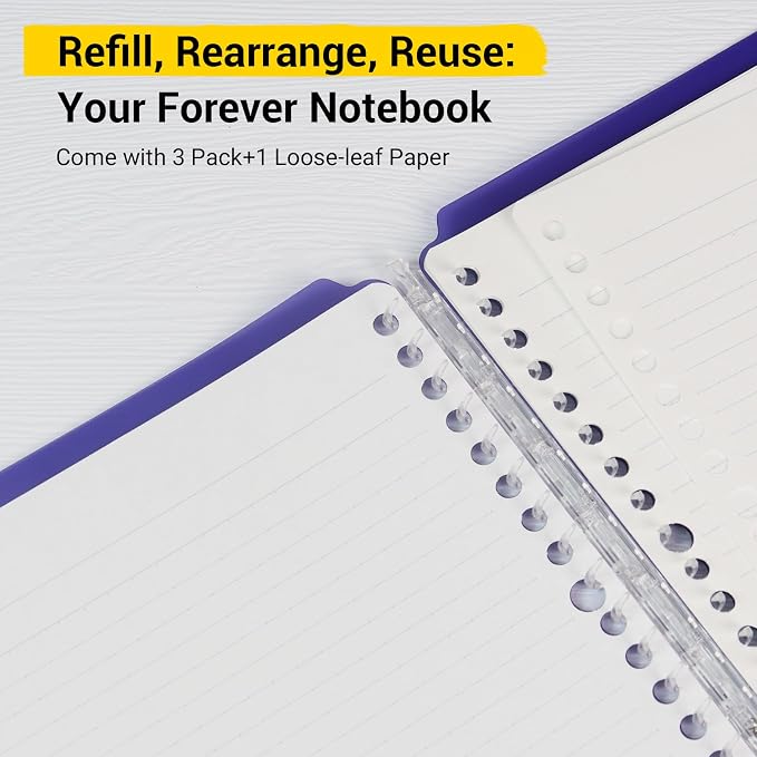 Kokuyo Campus 3 Pack Spiral Binder Notebooks, B5 Refillable Notebooks Smart Ring Binder 25 Sheets Capacity Each, with 100 Sheets 6mm Dot Ruled Filler Paper, Ideal for Work, Study & Journal, Lemon Mix