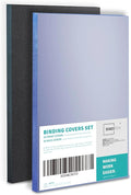 Binditek 100 Pack Binding Covers Set, 5.5x8.5 Inches, 8Mil PVC & 12Mil Poly | Binding Covers Set, 5.5x8.5 Inches Half Letter Size, 8Mil Clear PVC Front, 12Mil Black Poly Back, Square Corners, Unpunched