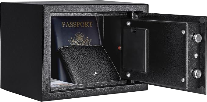 Barska Digital Keypad Home & Office Steel Security Safe Lock Box with Deadbolts - 0.22 Cu Ft Compact - Safe Box