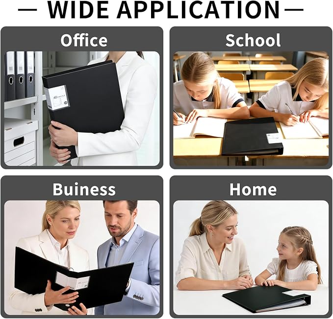 4 Ring Binders,4 Pack D Ring Binder A4 for School, Office(Black)