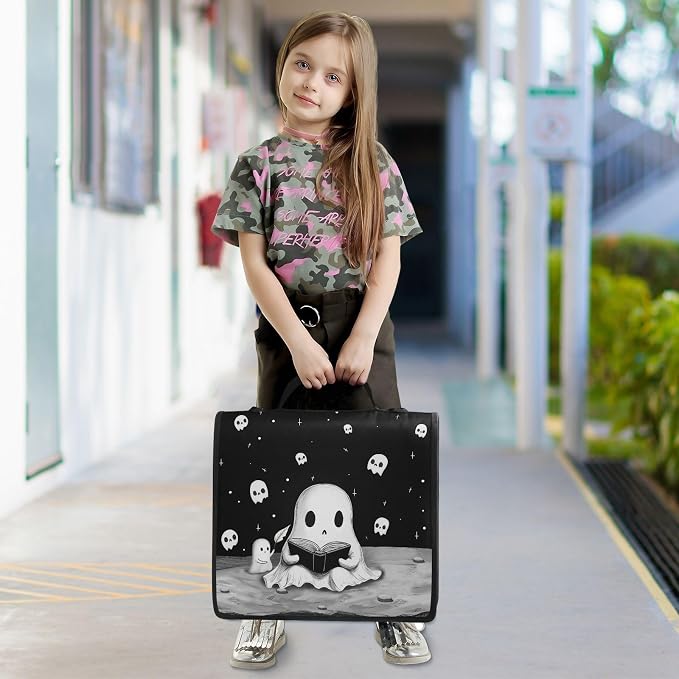 Halloween Ghost Binder Bag 3 Ring Zipper with Handle Shoulder Strap | for School Work Office Organizer Storage Case